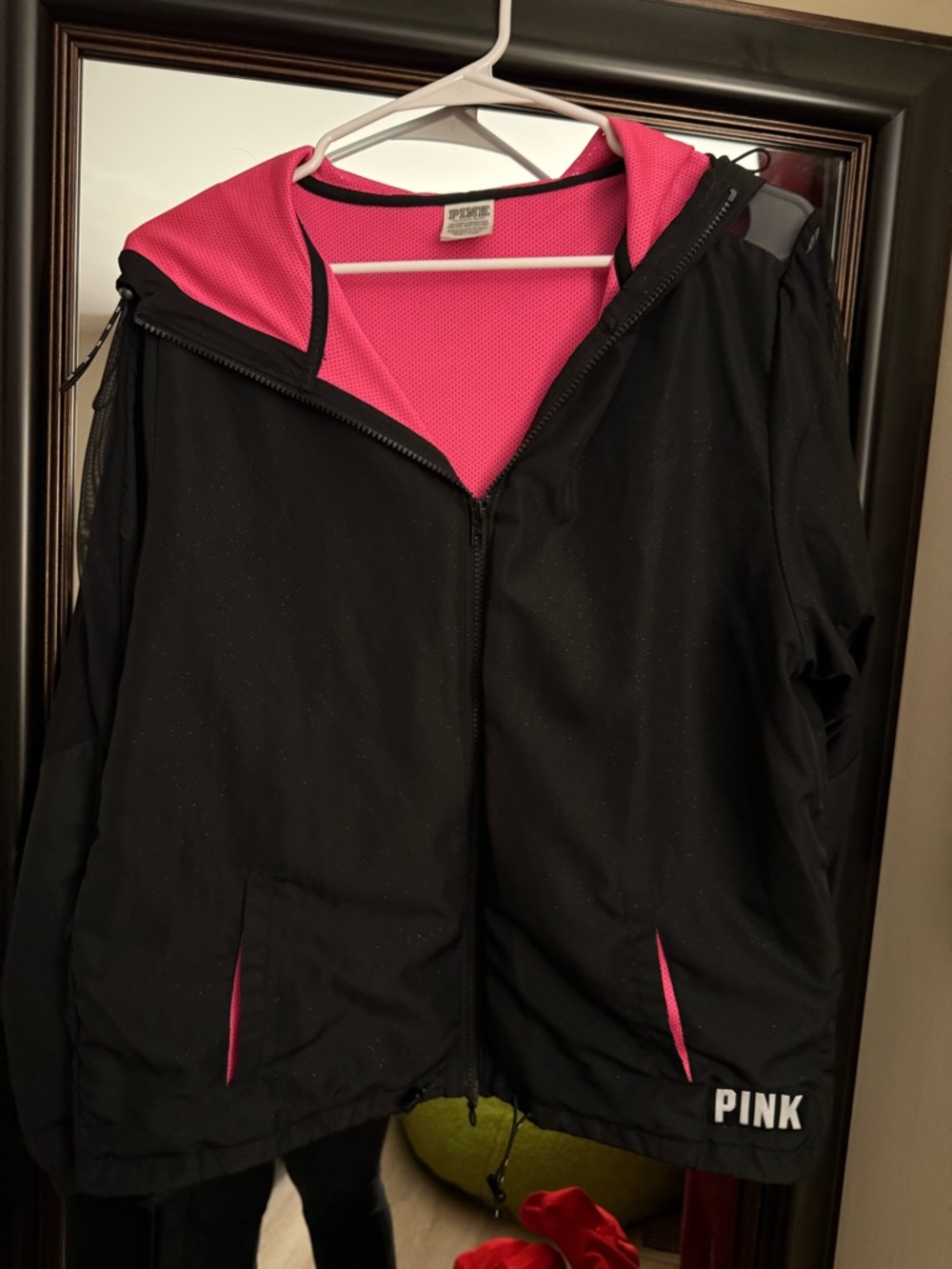 PINK Victoria's Secret Black Utility Jacket with Pink Lining